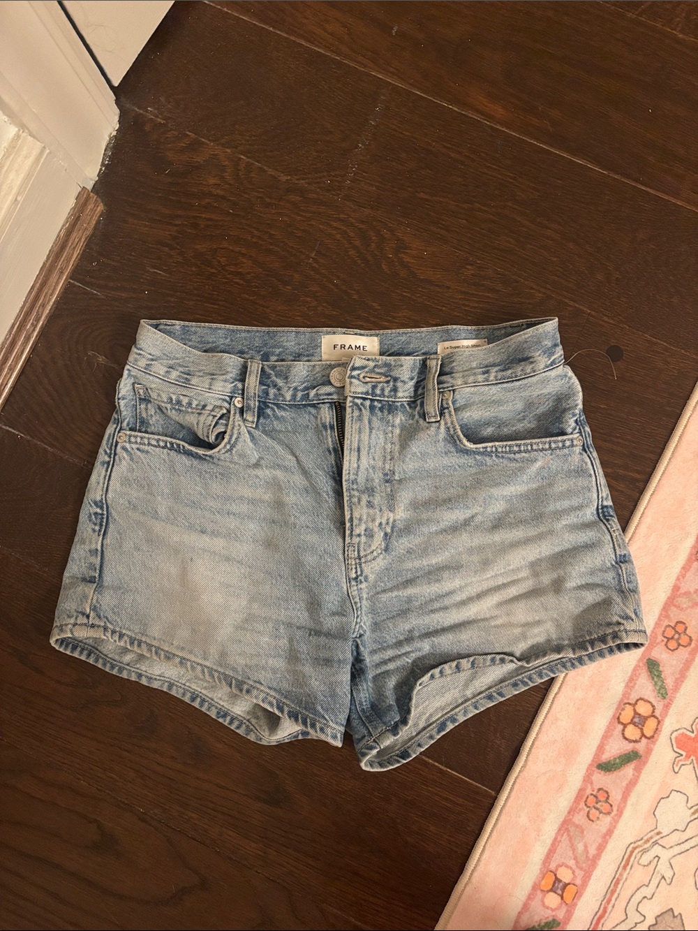Frame Denim Light Blue High-Rise Jean Shorts